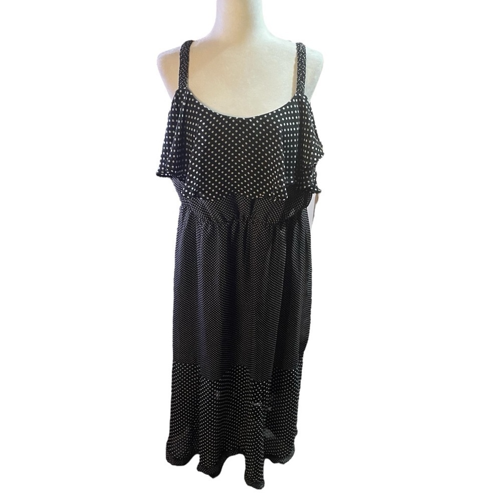 Michelle Studio Collection - Black/White Polka Dot Maxi- Ruffles-Size 14
